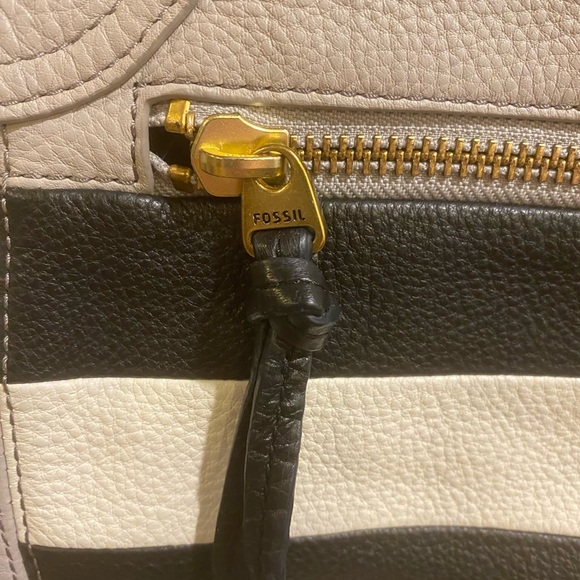 FOSSIL Karli Striped Color Block Leather Hobo Crossbody Bag Purse shoulder bag - Picture 9 of 10